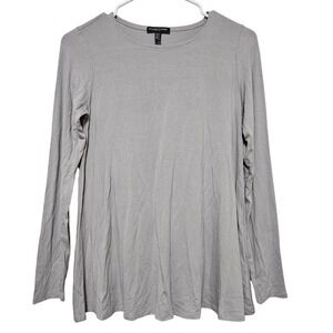 Eileen Fisher Petite Gray Long Sleeve Tunic Top Shirt Size PP